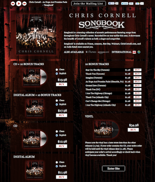 chris cornell songbook sheet music